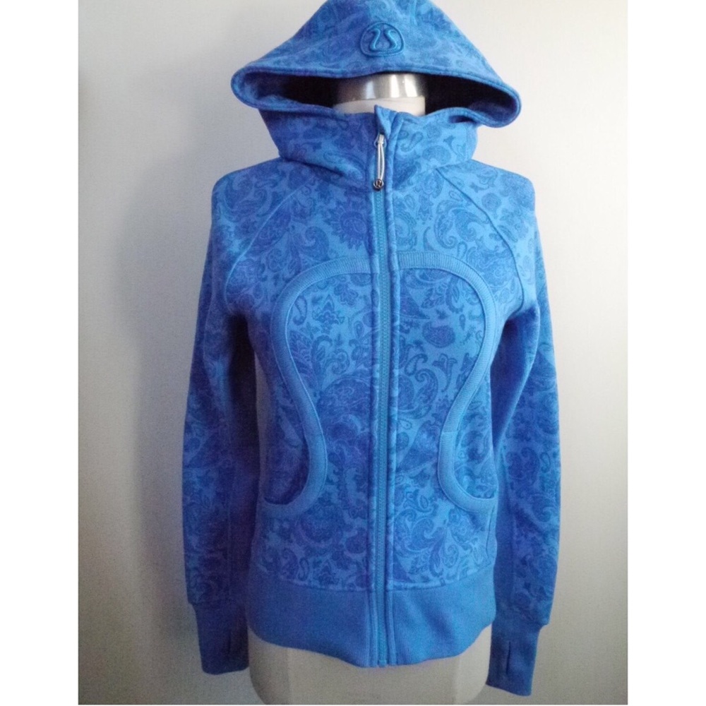 lulu cornflower blue paisley print scuba jacket